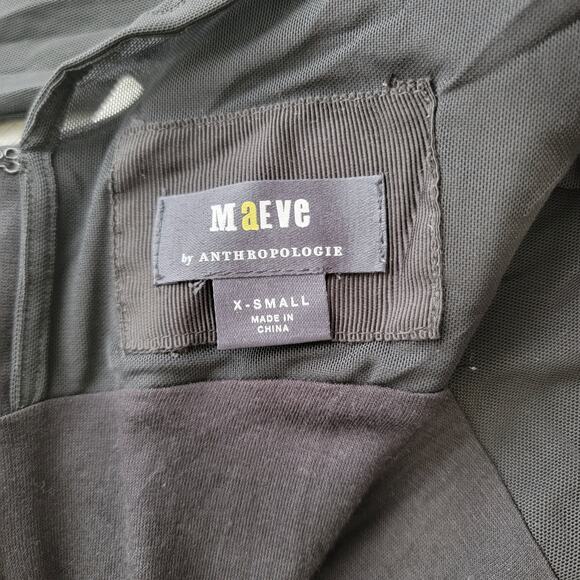 NWT‎ Anthropologie Maeve Layered Sheer Mini Dress in Black Size XS - Picture 6 of 12